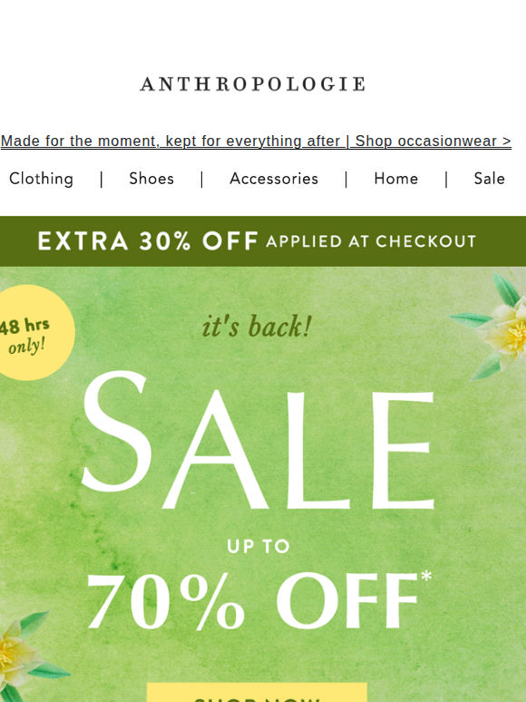 Back & even better... SALE, EXTRA 30% OFF!
