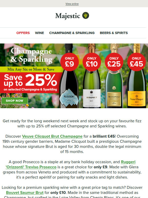 Save up to 25% on Champagne & Sparkling