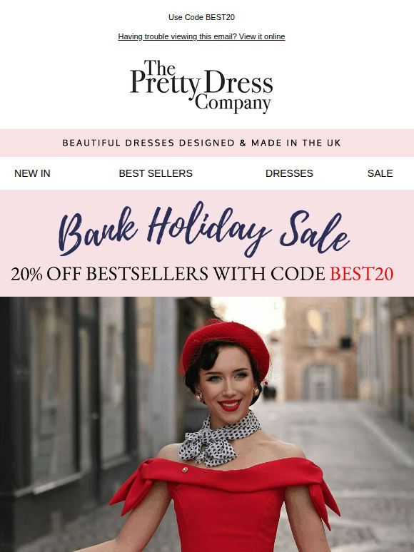 20% Off Bestsellers , this bank holiday weekend