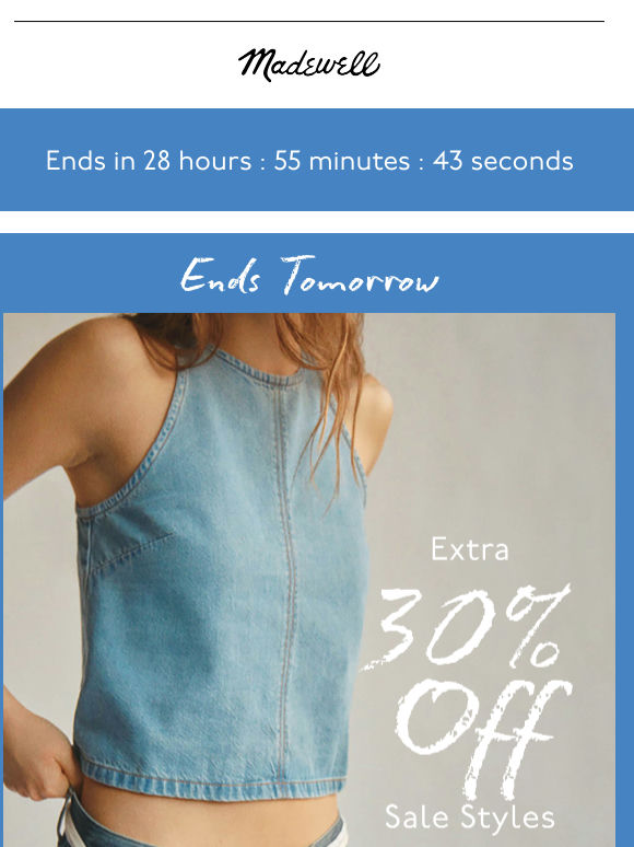ENDS TOMORROW: extra 30% off sale