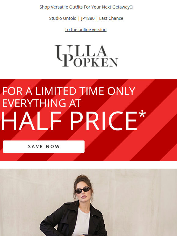 Everything 1/2 price 🌞 Suitcase full of style & savings