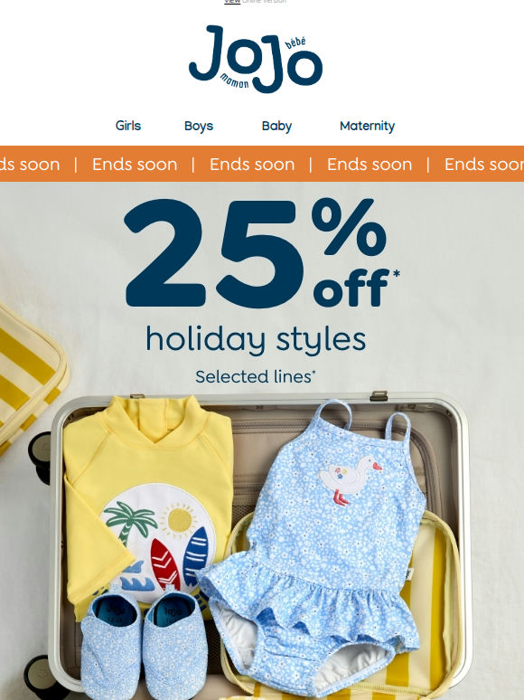 25% OFF: Suitcase-ready styles