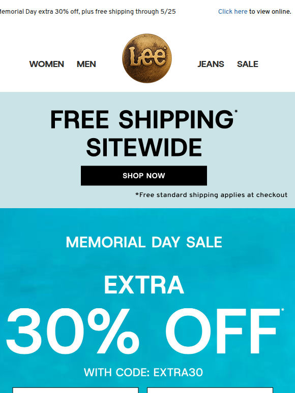 Extra 30% off + Free shipping - 2 days only