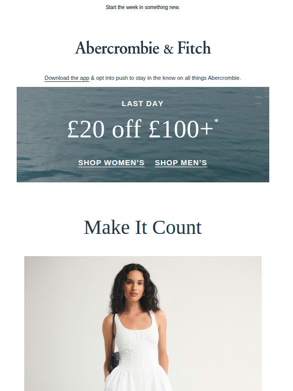 LAST DAY for £20 off £100+.*