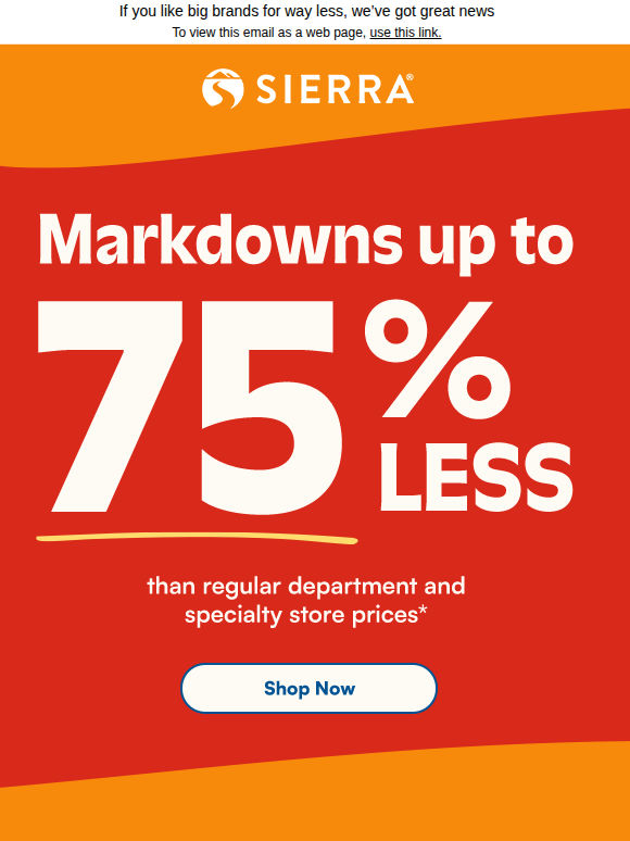 Clearance means saving up to 75%* 🙌​