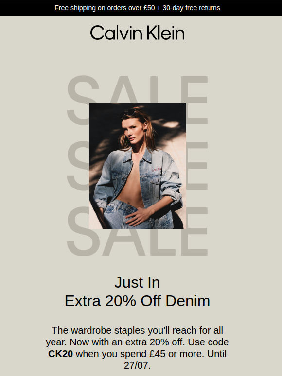 Just In: Extra 20% Off Denim