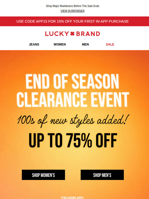 CLEARANCE SALE! Up To 75% Off