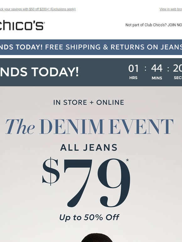 ENDS TODAY: ALL JEANS $79 + FREE SHIPPING