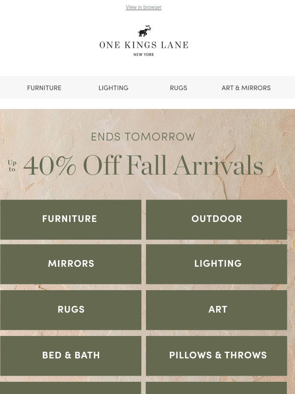⏳ Up to 40% Off Fall Arrivals Ends Tomorrow