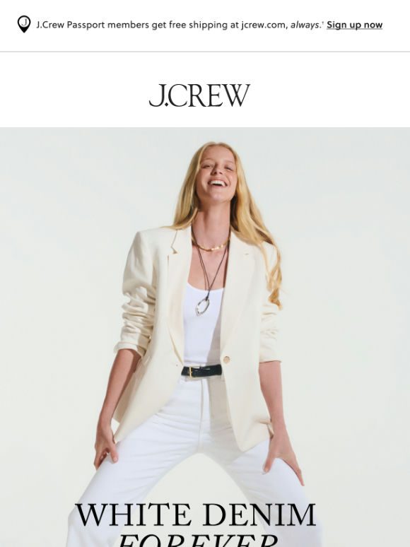 Crisp, cool white denim for fall