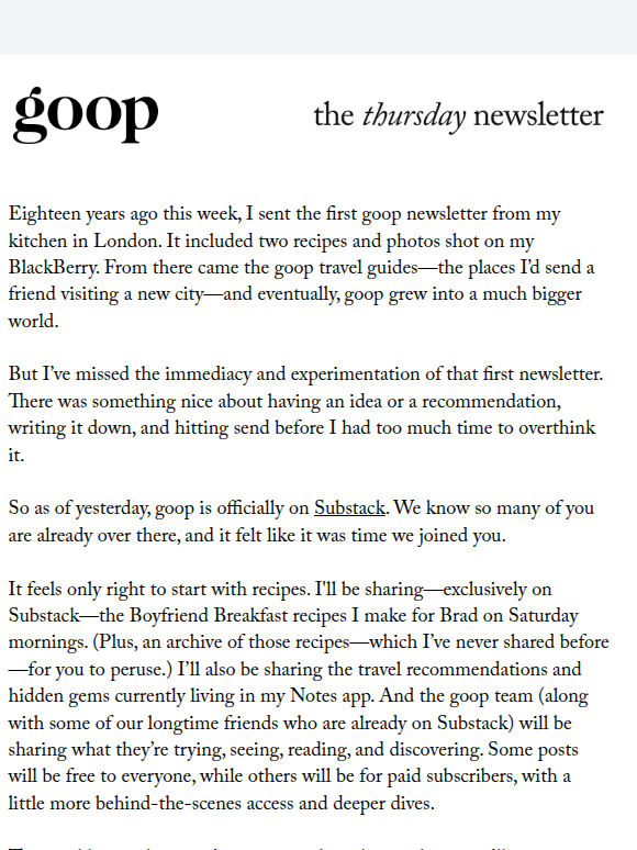 the Thursday newsletter