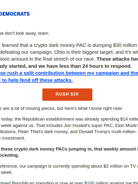 Crypto dark money PACs are coming after me. I have nowhere else to turn.