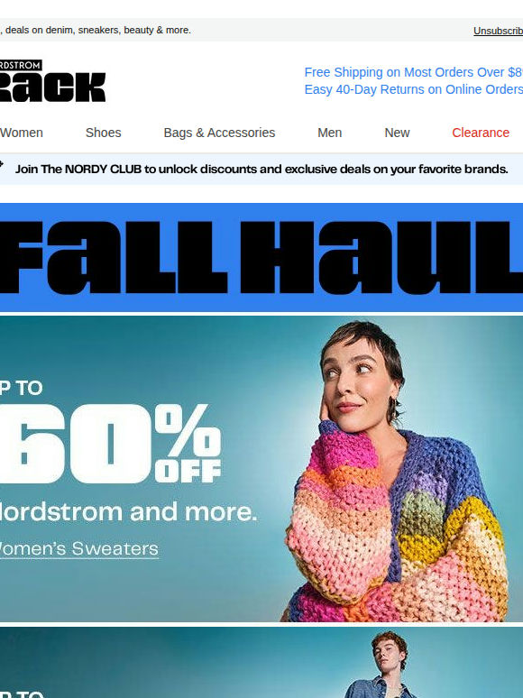 Sweaters up to 60% off: come get ’em
