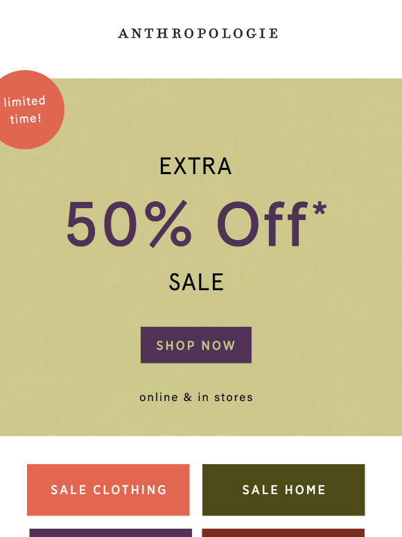 Sale on sale: extra 50% OFF
