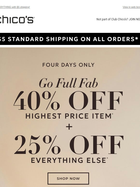 FOUR DAYS ONLY! 40% off 1 + 25% off the rest