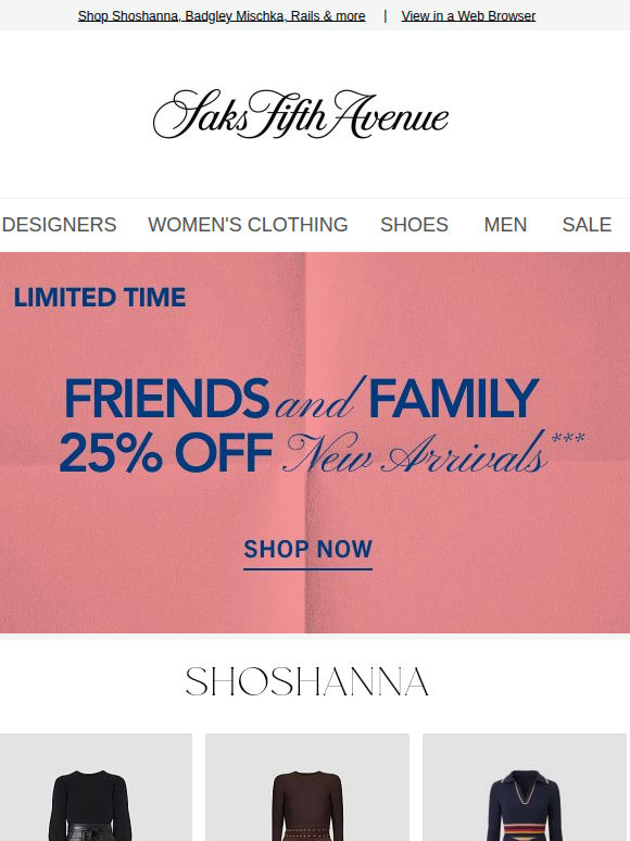 Still on: 25% off new arrivals