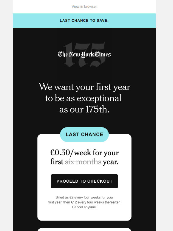 Don’t miss our Anniversary Sale: €0.50 a week.