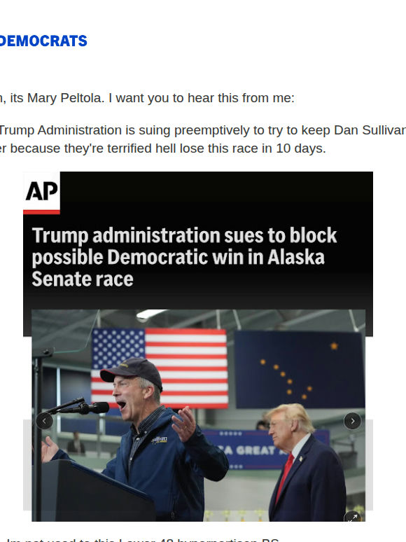 The Department of Justice wants to overturn Alaska’s election…before it happens