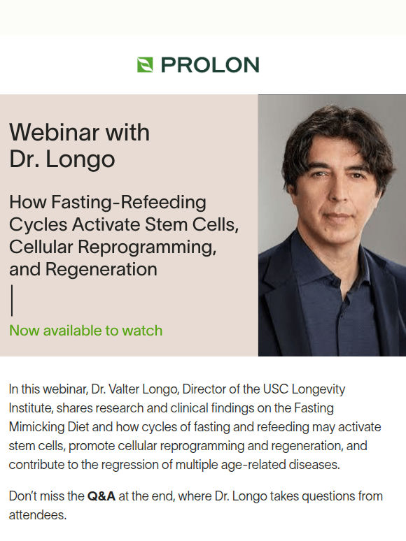 Missed Dr. Longo's webinar on fasting and refeeding?