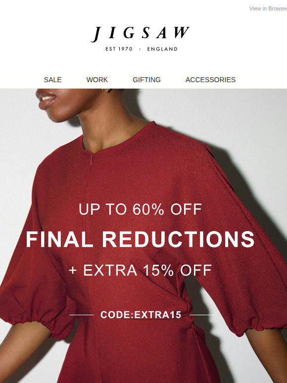 Final reductions + an extra 15% off