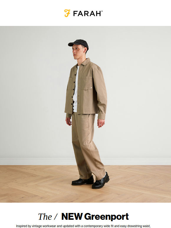 The Greenport: classic herringbone texture meets our modern loose fit