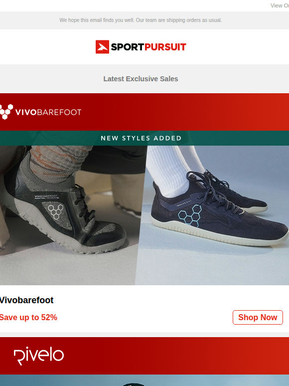 Vivobarefoot - Up to 52% Off + Rivelo Cycling | Big Snow Brands | Natural Park | O’Neill