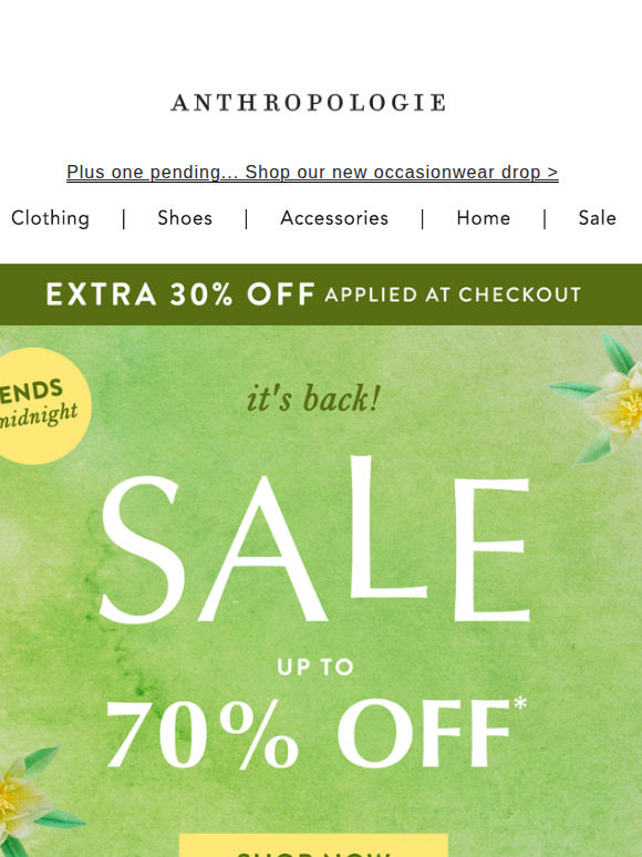 FINAL HOURS for Extra 30% Off Sale