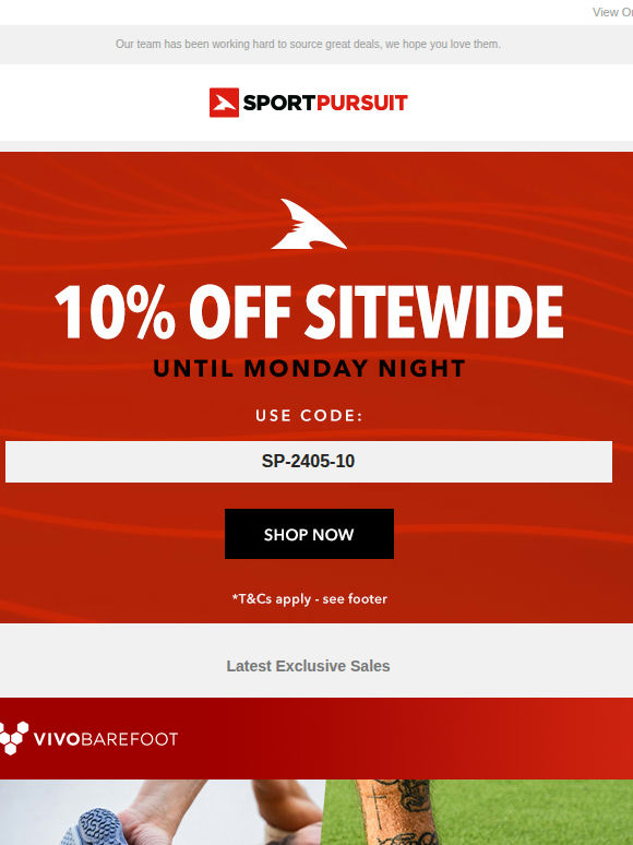 Extra 10% Off Sitewide Plus - Vivobarefoot | Weird Fish - New Products | Zamberlan | Alpinestars MTB Clothing | Trending Sunglasses | Up to 73% Off!