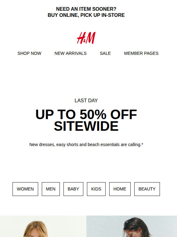 Last day: Up to 50% off your summer wardrobe