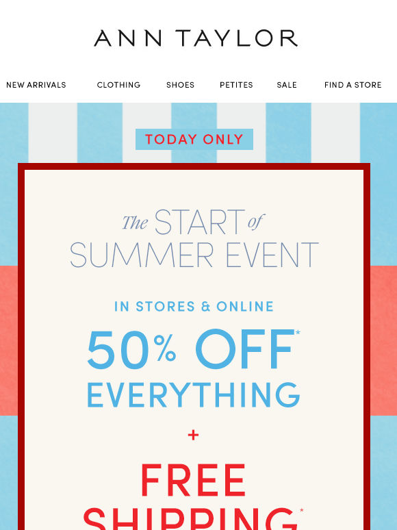 ☀️ 50% Off Everything + Free Shipping ☀️