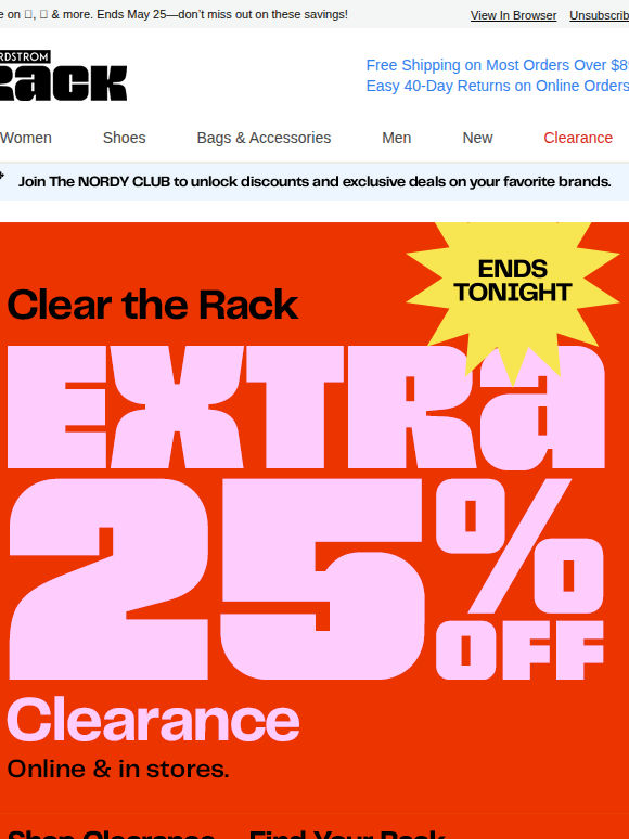 LAST CHANCE to get EXTRA 25% off clearance: online & in stores