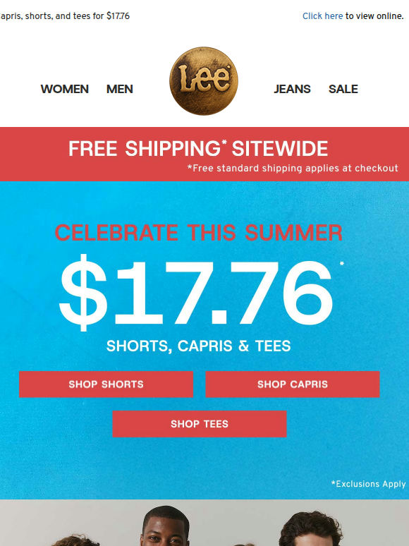 Free shipping ends tonight + $17.76 shorts