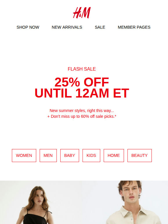 25% off flash sale starts now