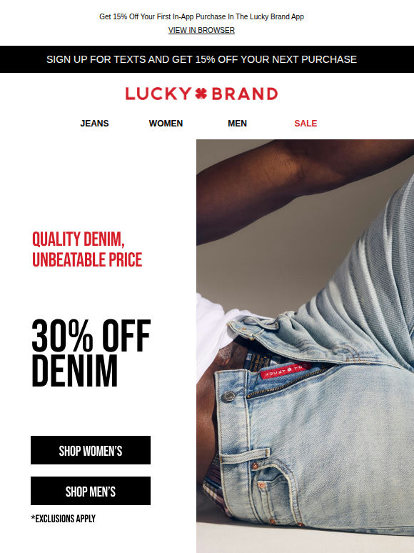 ON SALE! 30% Off Denim Inside