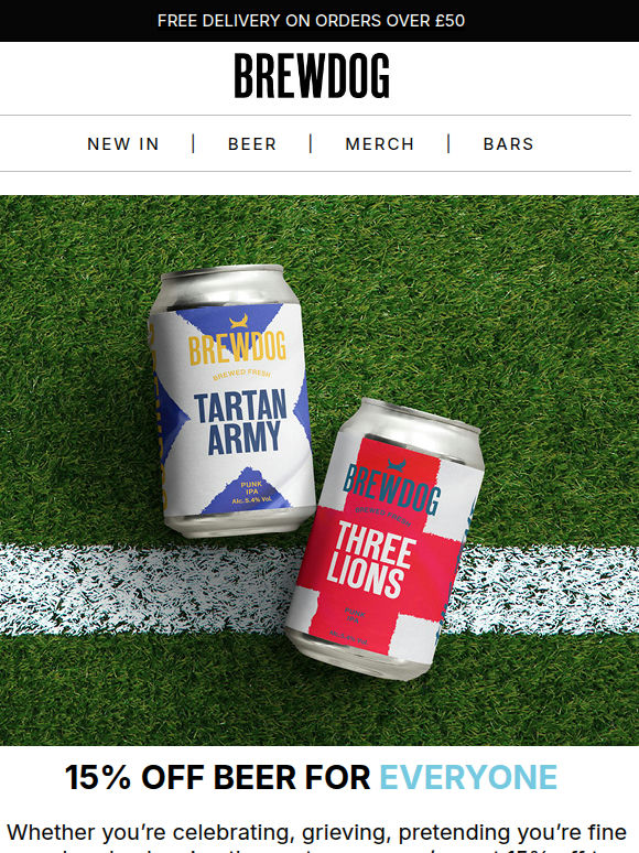 15% off beer, bundles and fridge-fillers ⚽