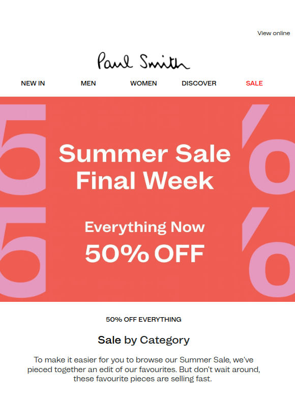 50% Off Ends Monday: Sale By Category