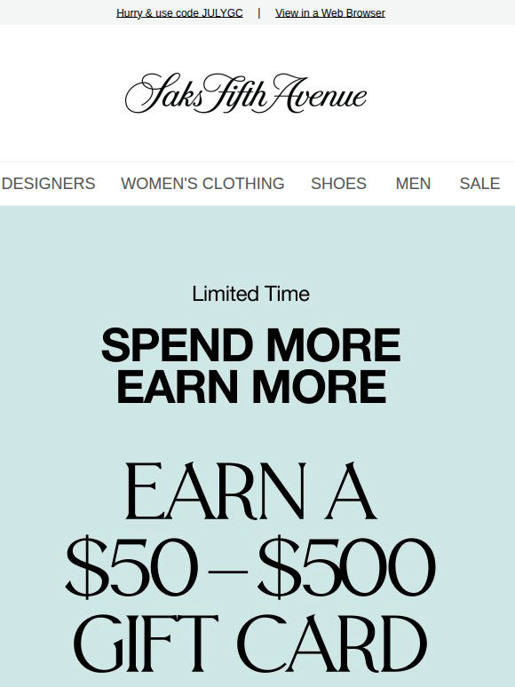 Last chance to earn a $50–$500 gift card