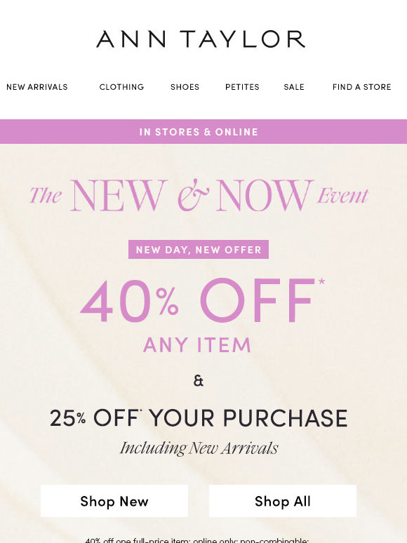 New Day, New Offer: 40% Off Any Item*