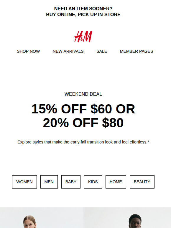 Up to 20% off your order starts now