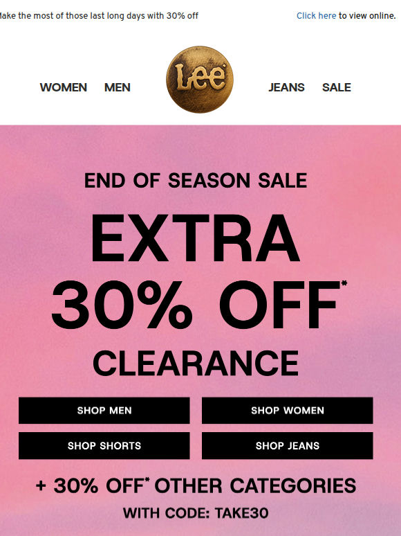 Ends tonight: Extra 30% off clearance
