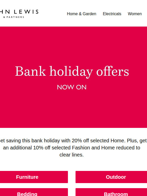 Now on – 20% off selected Home