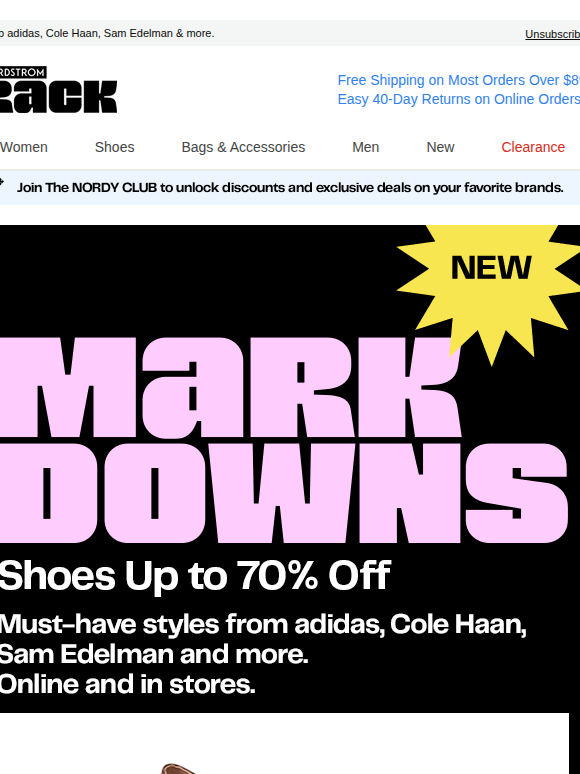 Up to 70% OFF: new shoe markdowns