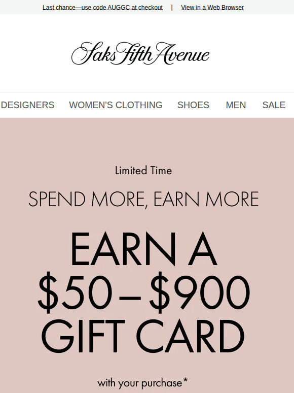 Ends tonight: Earn a $50–$900 gift card with your purchase