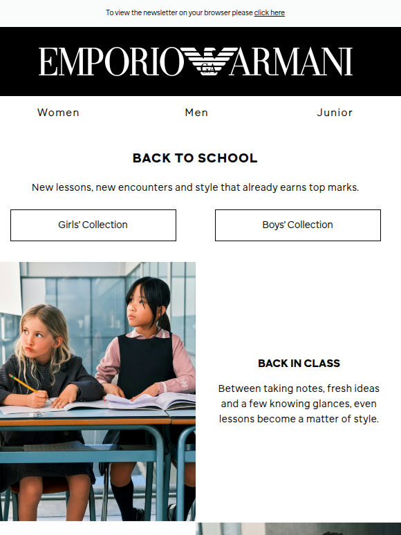 Back to School according to Emporio Armani Junior