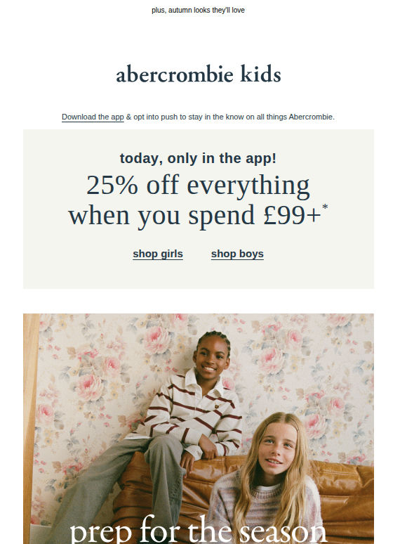 in-app today: 20% OFF everything with £99*