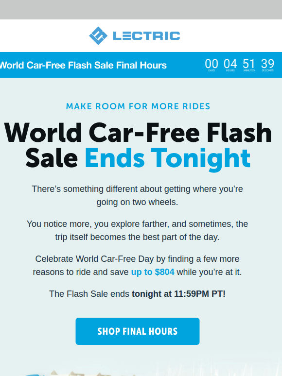 Ends Tonight: World Car-Free Flash Sale