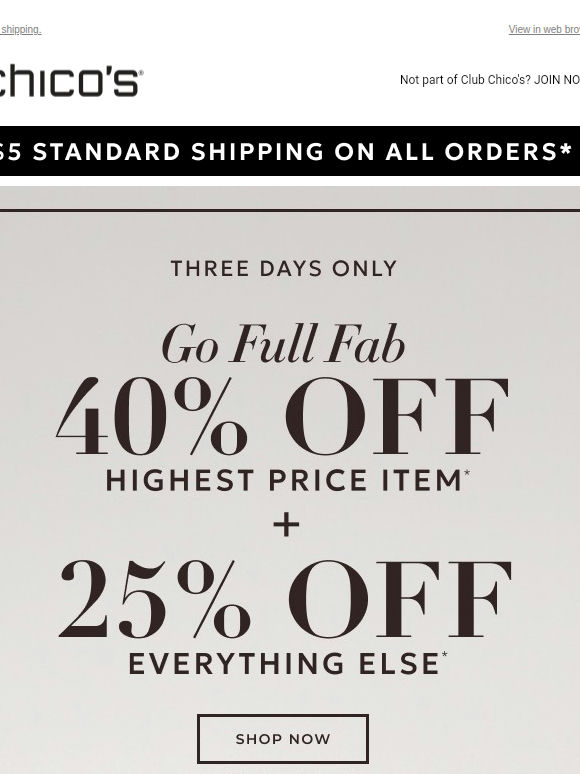 SHOP NOW: 40% off 1 + 25% off the rest