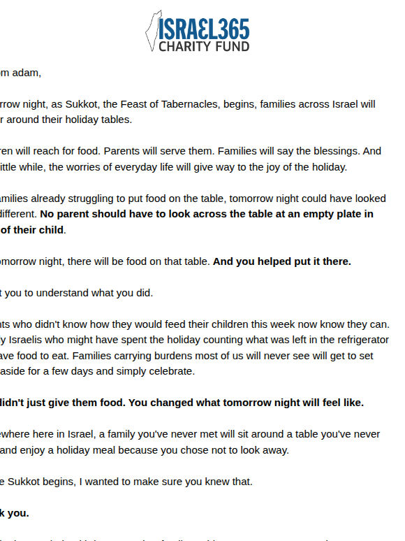adam, look what you did before Sukkot