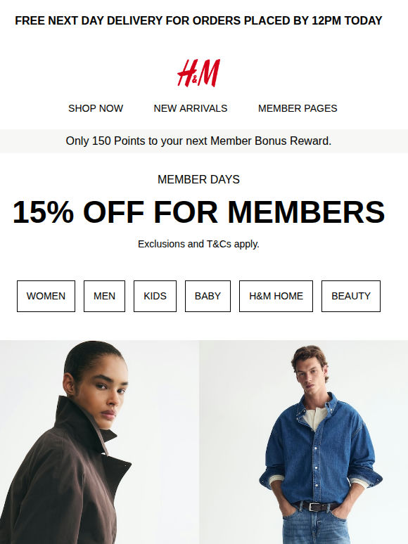 15% off for Members online