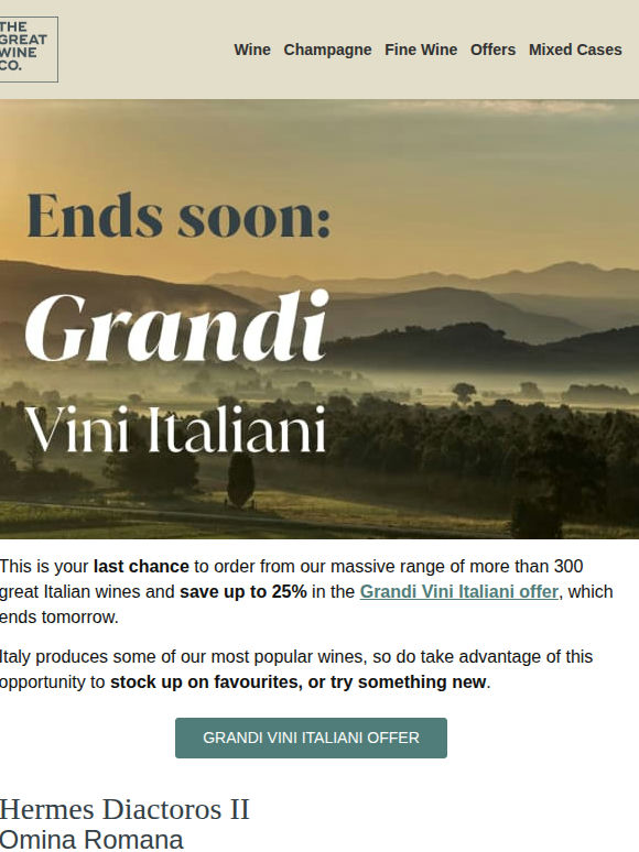 Last chance to save up to 25% on Italian wine
